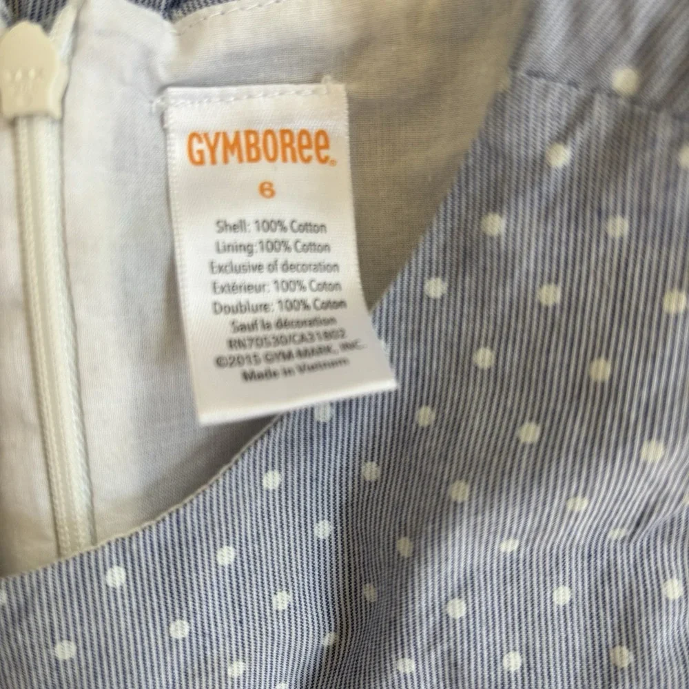 Gymboree Chambray Polka Dot Easter Dress Girls 6 Knee‎ Length Fit & Flare Spring